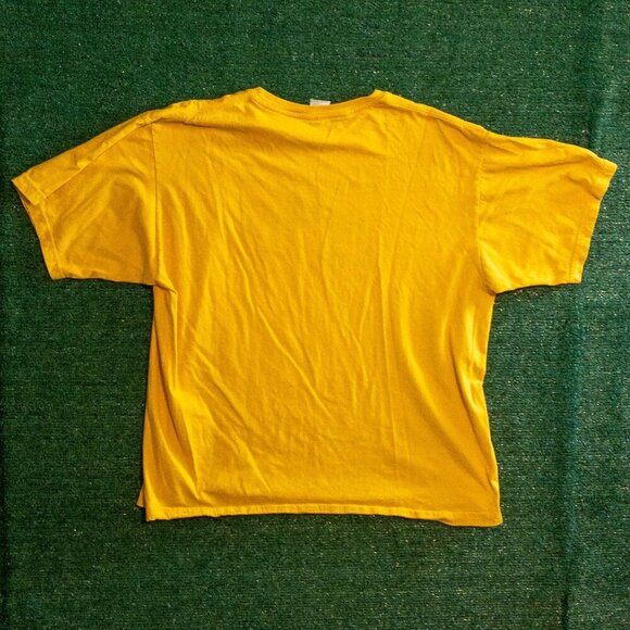 VINTAGE NEPAL NAMASTE SHANGRI-LA MENS T-SHIRT YELOW SINGLE STITCH RETRO TEE SZ L - Picture 3 of 6